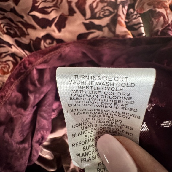 RXB Burnout Velvet Floral Peasant Blouse Boho Romantic Top L H - Picture 10 of 10